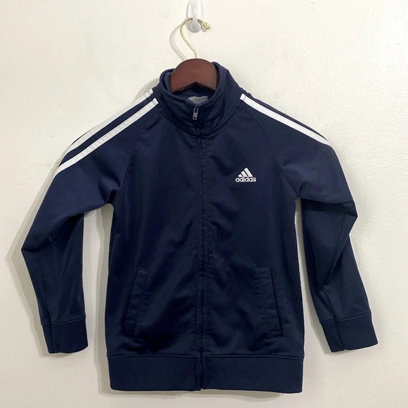 adidas Other - Adidas Boys Track Suit Jacket Size 6 Navy White Iconic Embroidered Front Zip Up